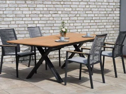 Alu Ausziehtisch Fortis Teakholz 180/240x100cm