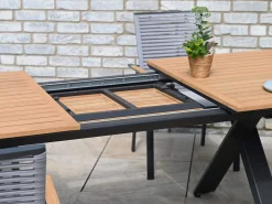 Alu Ausziehtisch Fortis Teakholz 180/240x100cm