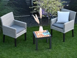 Alu Beistelltisch Oriental Teak anthrazit 45x45cm