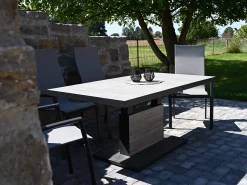 Alu Lift-Tisch Newport 160x90cm Keramik light-stone