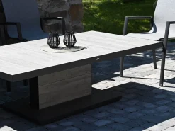 Alu Lift-Tisch Newport 160x90cm Keramik light-stone