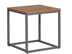 Aluminium Beistelltisch Outdoor Melago graphit Teakholz 45x45cm