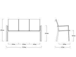 Aluminium Gartenbank Leona 3-Sitzer anthrazit|light-smoke
