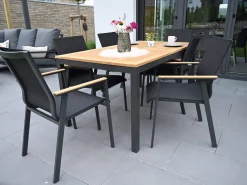 Aluminium Teakholz Gartentisch Serie Melago anthrazit