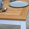 Aluminium Teakholz Gartentisch Serie Melago weiß