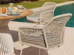 Alu Rope Lido Armlehnstuhl ivory mit Sitzkissen