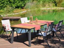 Alu Stapelsessel Topas Teak anthrazit|mouse-grey