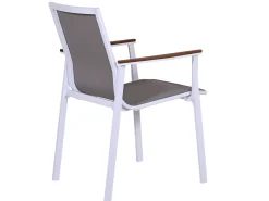 Alu Teak Stapelsessel Turmalin weiß|khaki
