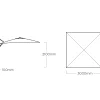 Ampelschirm Easy Swing 300x300cm silber|charcoal