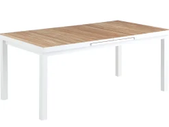 Ausziehtisch Nantes 180/240x100cm Alu weiß Teak gebürstet