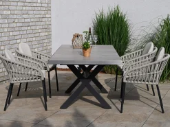 Ausziehtisch Toskana 160-200x90cm Keramik light stone grey