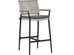 Bar Sessel Alila Alu Rope mit Teak-Armlehnen anthrazit|Moon Dust