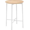 Bartisch Napoli Ø70cm Edelstahl beschichtet white Teakholz