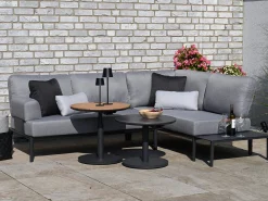Beistelltisch höhenverstellbar Vinpearl Ø60cm Alu anthrazit Teakholz