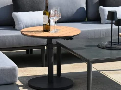 Beistelltisch höhenverstellbar Vinpearl Ø60cm Alu anthrazit Teakholz