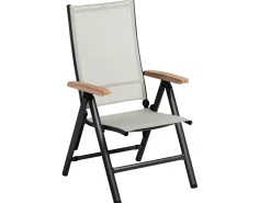 Black Line MANHATTAN Multipositionssessel Alu schwarz matt Bezug Dublin Teak
