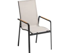 Black Line QUEENS Stapelsessel Highback Alu schwarz matt Bezug Dublin Teak