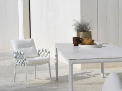 Caro Dining-Sessel Alu white String-Flex white grey