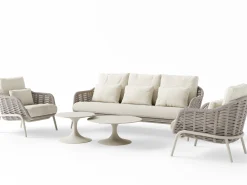 Casto Loungeset 5-teilig Alu Rope Camel Sand | Kissen Beachy bouclé