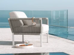 Club Lounge white Sessel inkl. Polster BOMBAY 626 anthracite