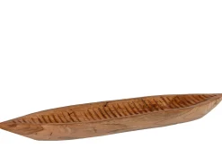 Deko Holzschale Teak Langboot geriffelt 60x15x6cm