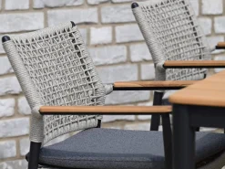Dining Sessel Alila Alu Rope mit Teak-Armlehnen anthrazit|Moon Dust