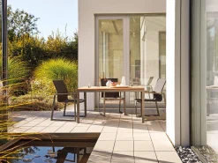 Dining Tisch Classic Alu anthracite Teak 160 x 100 cm