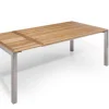 Doppel-Ausziehtisch Sydney Edelstahl Teak 160-210-260x100cm