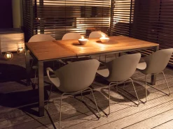 Doppel-Ausziehtisch Sydney Edelstahl Teak 160-210-260x100cm