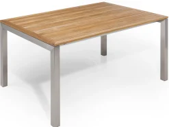 Doppel-Ausziehtisch Sydney Edelstahl Teak 160-210-260x100cm