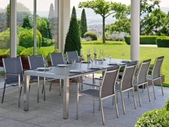 Doppel Ausziehtisch 174/254x90cm Edelstahl Smoky