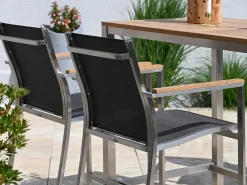 Edelstahl Barhocker Palladium Teak silvergrey