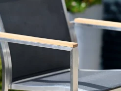 Edelstahl Barhocker Palladium Teak silvergrey