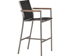 Edelstahl Barhocker Palladium Teak silvergrey