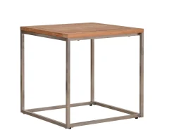 Edelstahl Beistelltisch Outdoor Palladium 45x45cm Teakholz