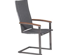 Edelstahl Freischwinger Rhodium Teak light-smoke
