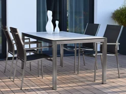 Edelstahl HPL Gartentisch Serie Livigno 138x80cm