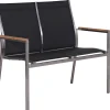 Edelstahl 2-Sitzer Bank Palladium Teak silvergrey