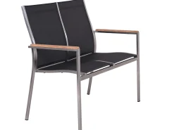 Edelstahl 2-Sitzer Bank Palladium Teak silvergrey