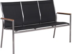 Edelstahl 3-Sitzer Bank Palladium Teak silvergrey