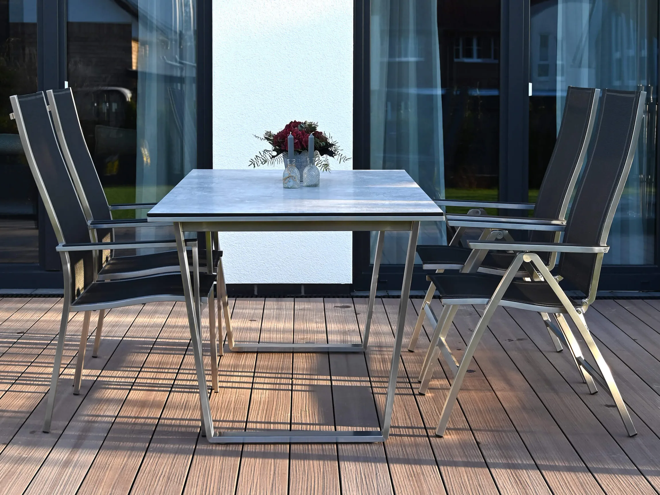 Edelstahl Stapelsessel Palladium Highback silvergrey