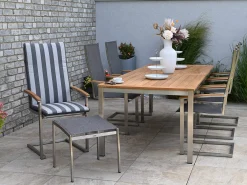 Edelstahl Teak Ausziehtisch Valis 240/310x100cm
