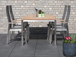 Edelstahl Teakholz Ausziehtisch Livigno 160/220/280x100cm