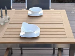 Edelstahl Teakholz Gartentisch Serie Livigno