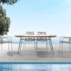 Edelstahl Teak Keramik Diningtisch Elara 180x100cm