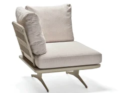 Enya Lounge Eckelement Alu mit Kordel greige Kissen Vanilla