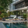 Enya Lounge/Liege/Sofa Alu anthrazit matt mit Kordel Stone Kissen perlgrau