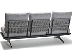 Enya Lounge/Liege/Sofa Alu anthrazit matt mit Kordel Stone Kissen perlgrau