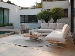 Enya Lounge/Liege/Sofa Alu mit Kordel greige Kissen Vanilla