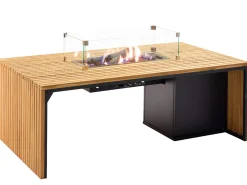 Feuertisch Cosibridge 140 Teakholz mit Glasrahmen